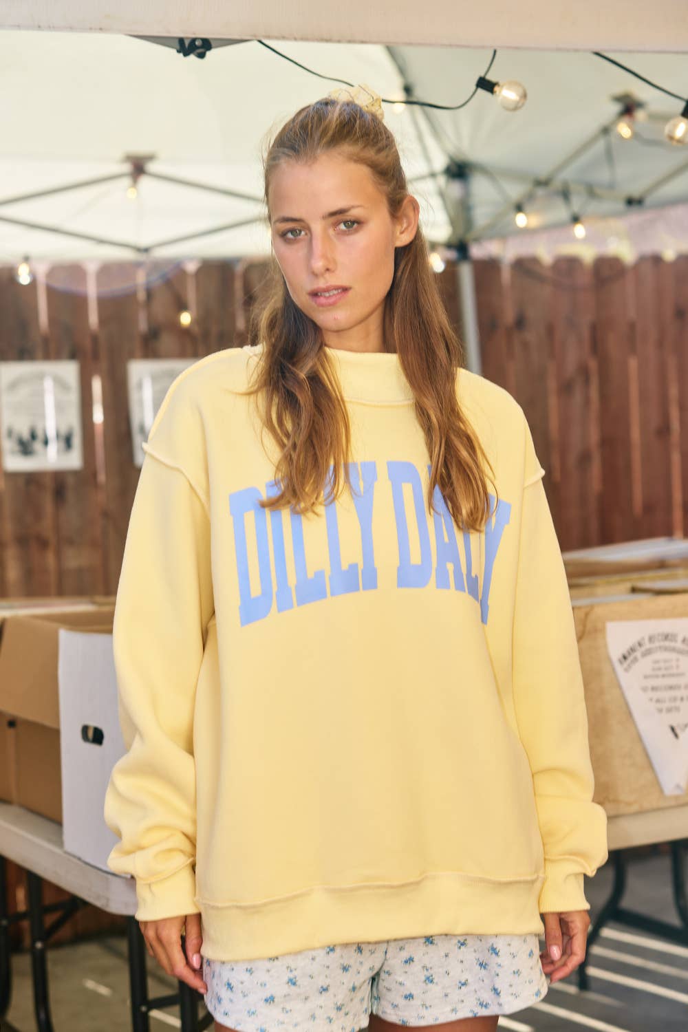 'DILLY DALLY' Mockneck Sweatshirt