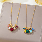 Multicolor Crystal Cluster Charm Necklace