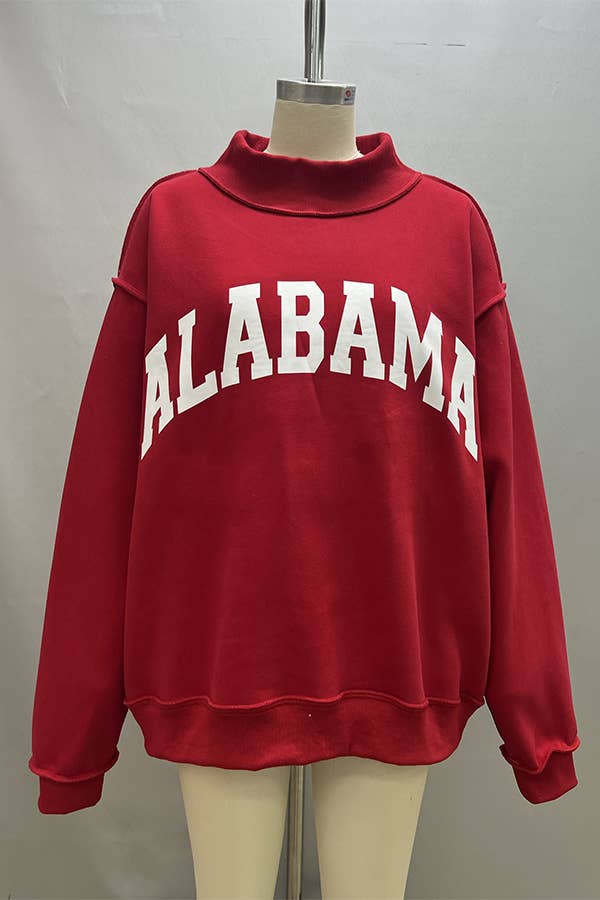Red Alabama & AL Reversible Mockneck