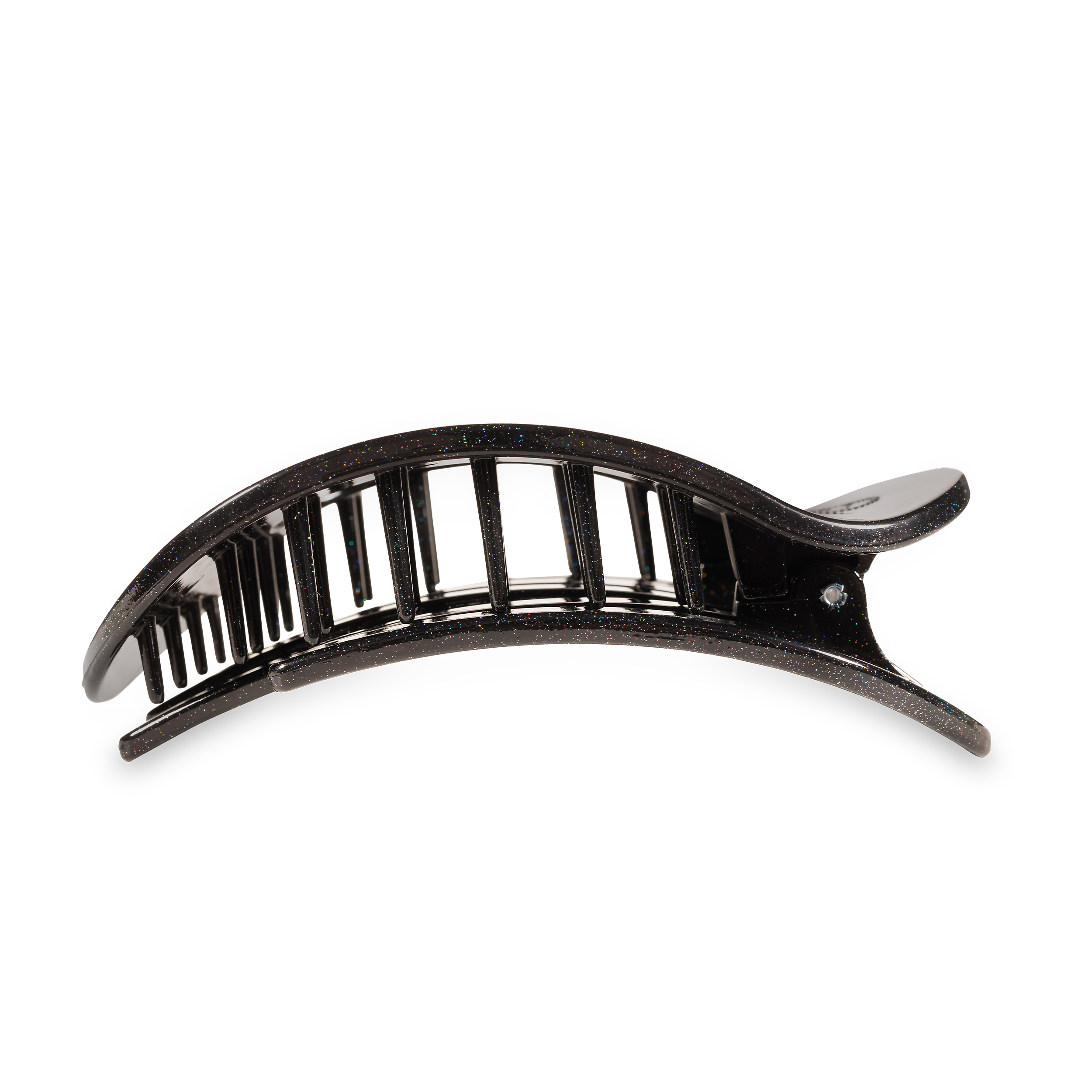 Flat Round Hair Clip | Large | Midnight Magic showing bendable teeth for a secure yet gentle hold