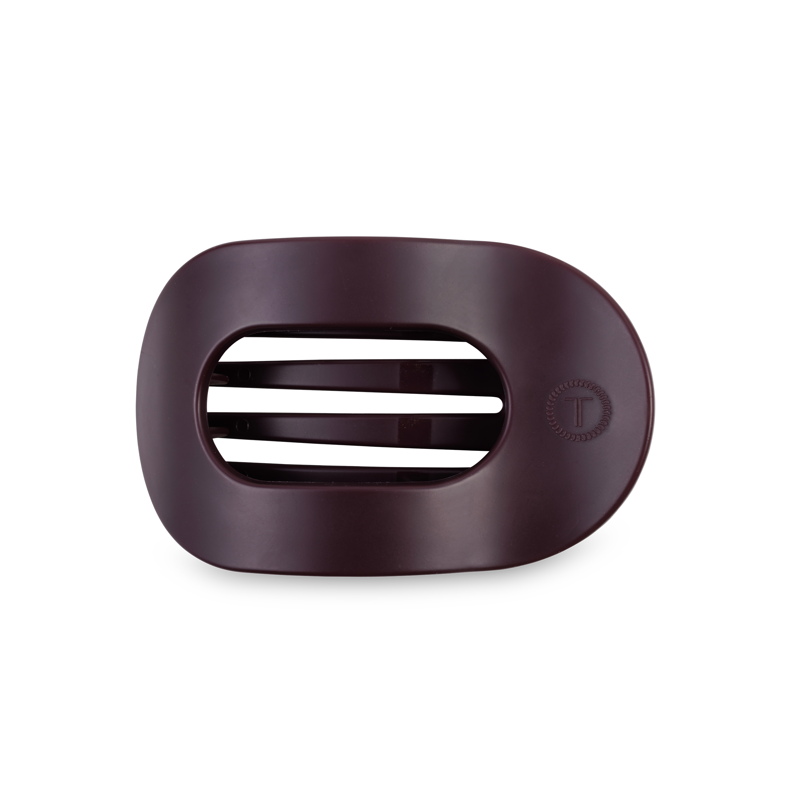 Flat Round Hair Clip | Medium | Burgundy Bliss — rounded oval shape and bendable teeth for a secure yet gentle hold