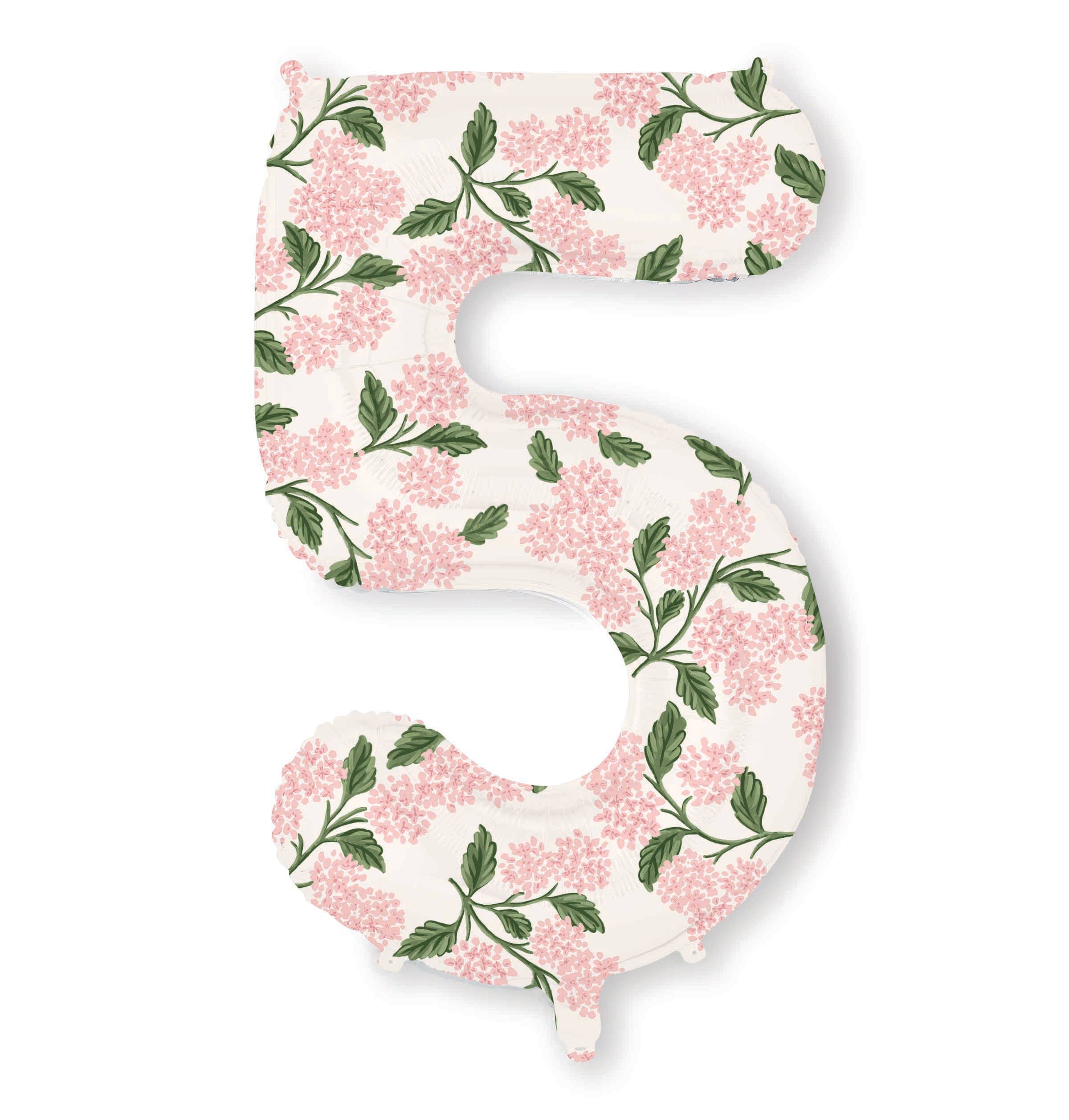 Pink Hydrangea Numbered Foil Balloon