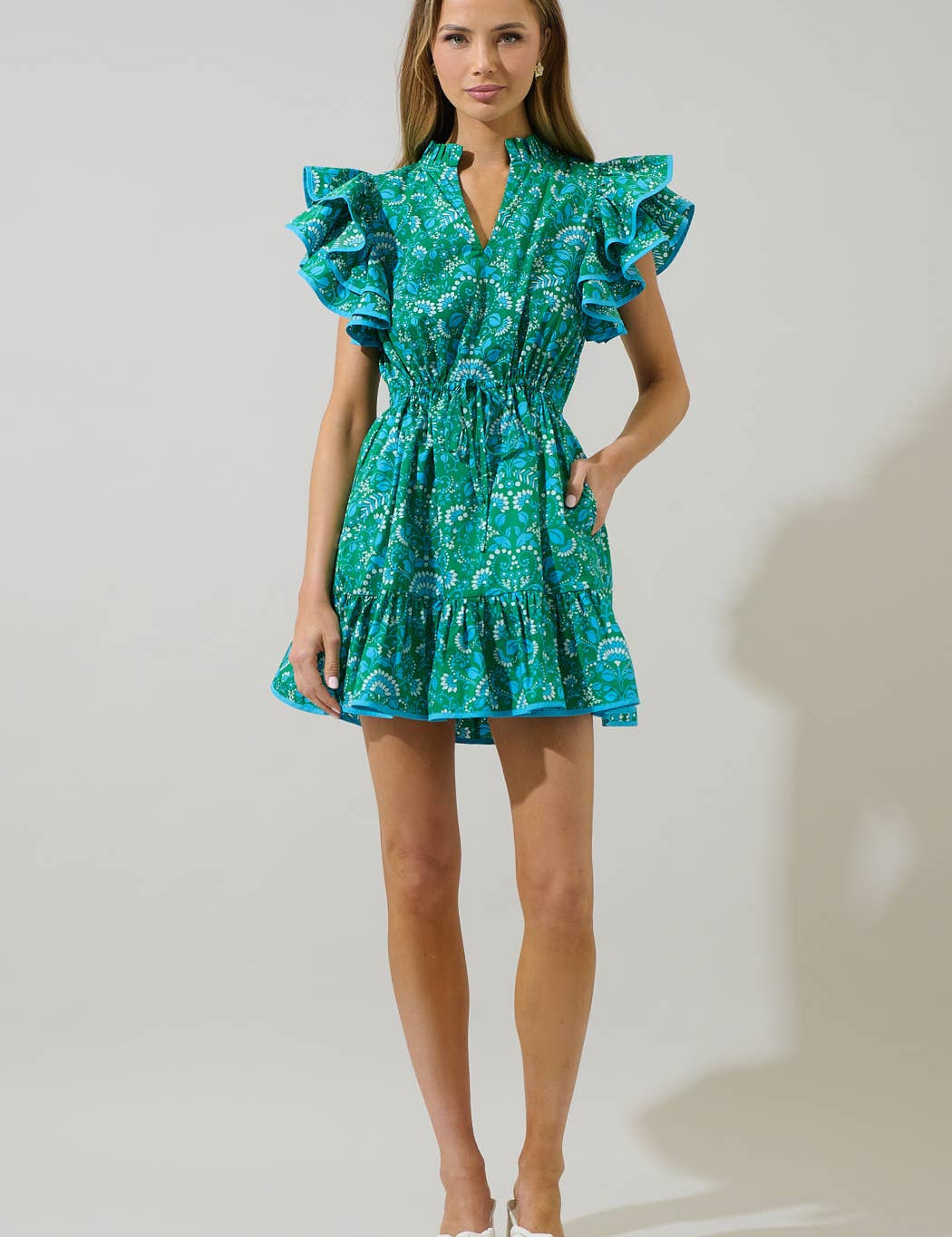 Alina Floral Ruffle Shift Mini Dress