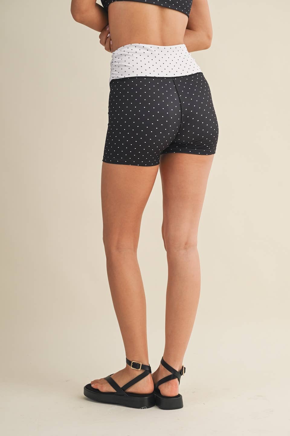 Polka Dot Print Ruched Biker Shorts