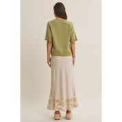 Champagne Satin Lace Maxi Skirt
