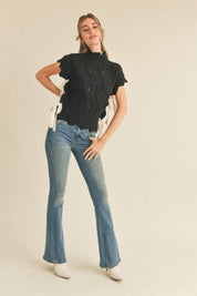 Black Mock Neck Cropped Sweater Vest