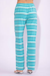 Blue Striped Tube Top and Pants Set