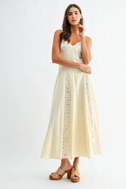 Cream Lace Panel Maxi Dress
