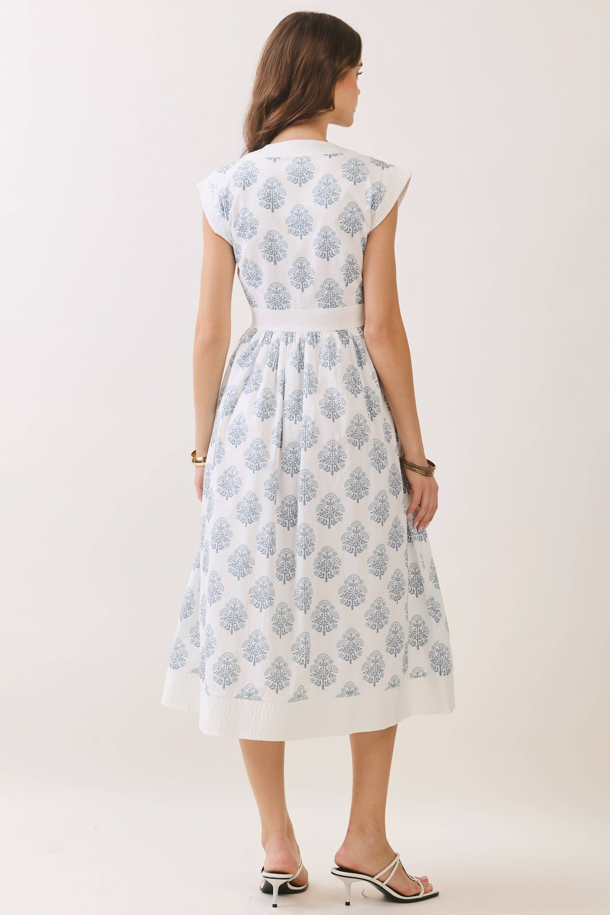 White Floral Midi Dress