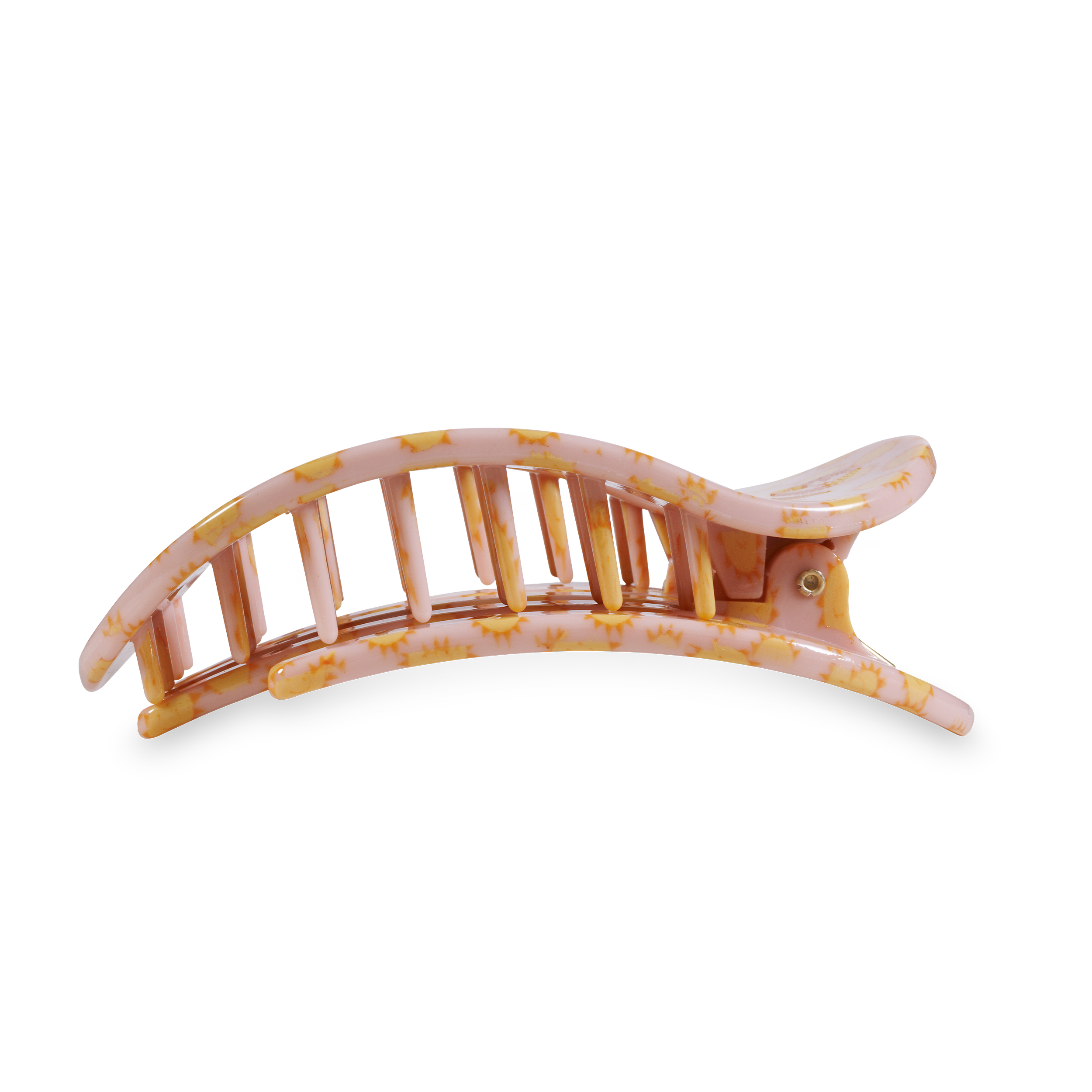 Flat Round Hair Clip | Large | Sunny Days Ahead showing bendable teeth for a secure yet gentle hold