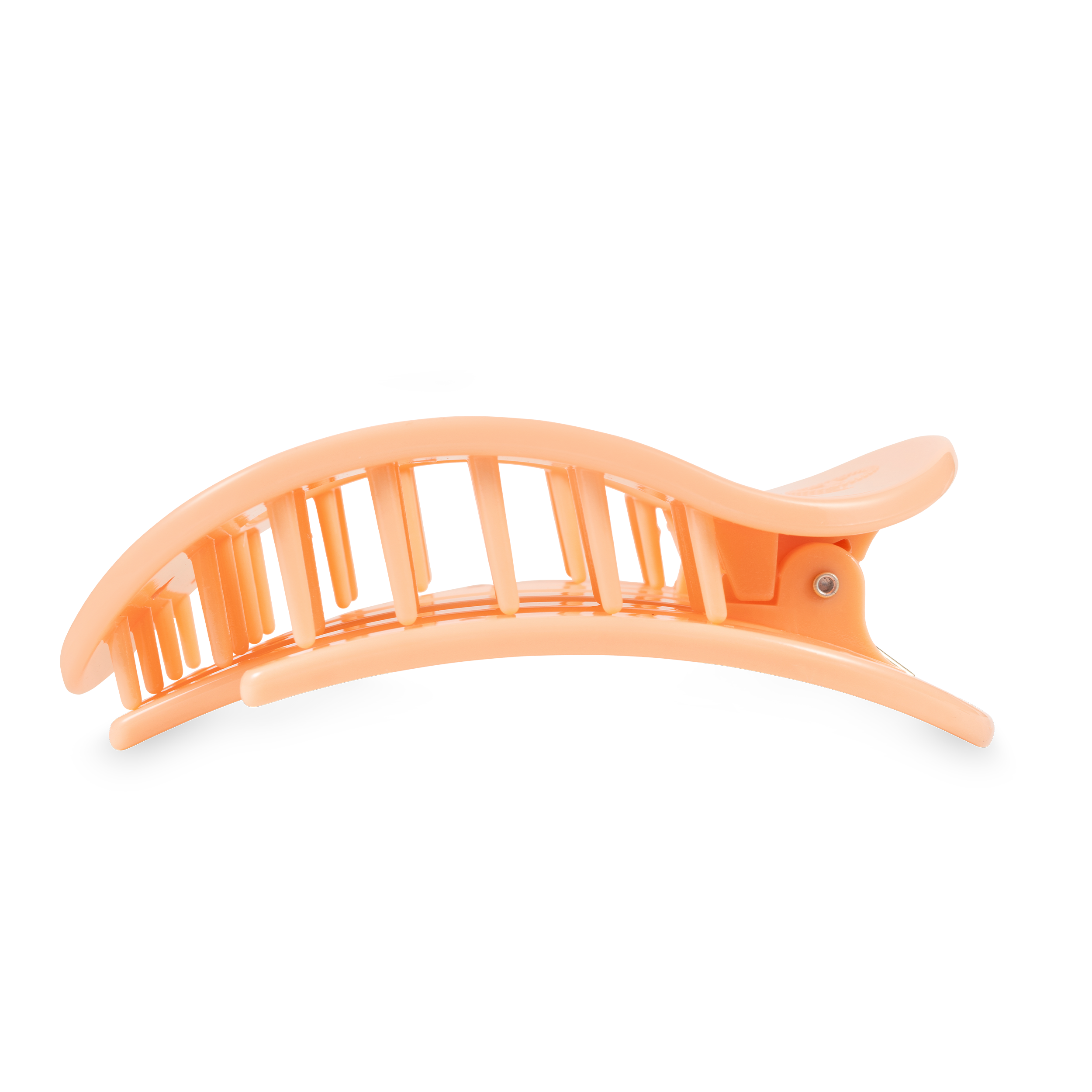 Flat Round Hair Clip | Large | Peach Fuzz showing bendable teeth for a secure yet gentle hold