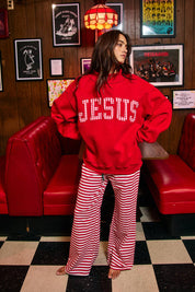 Red Gingham Jesus Mockneck