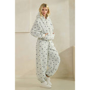 Printed Bubble Hem Knit Hoodie