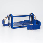 Transparent Rectangle Flap Crossbody Bag: Clear,Gold