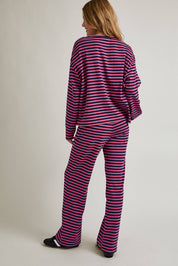 Pink & Navy Long Sleeve Stripe Top & Pants Set