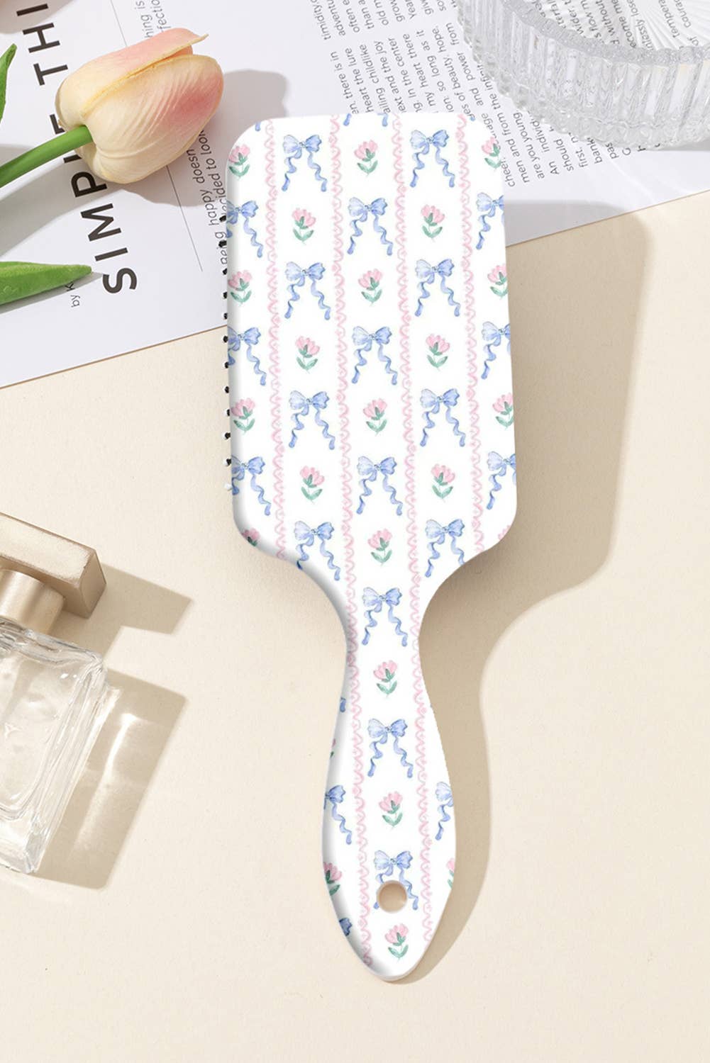 Pink & Blue Bow Paddle Brush