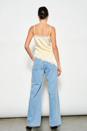 Yellow Asymmetrical Satin Cami