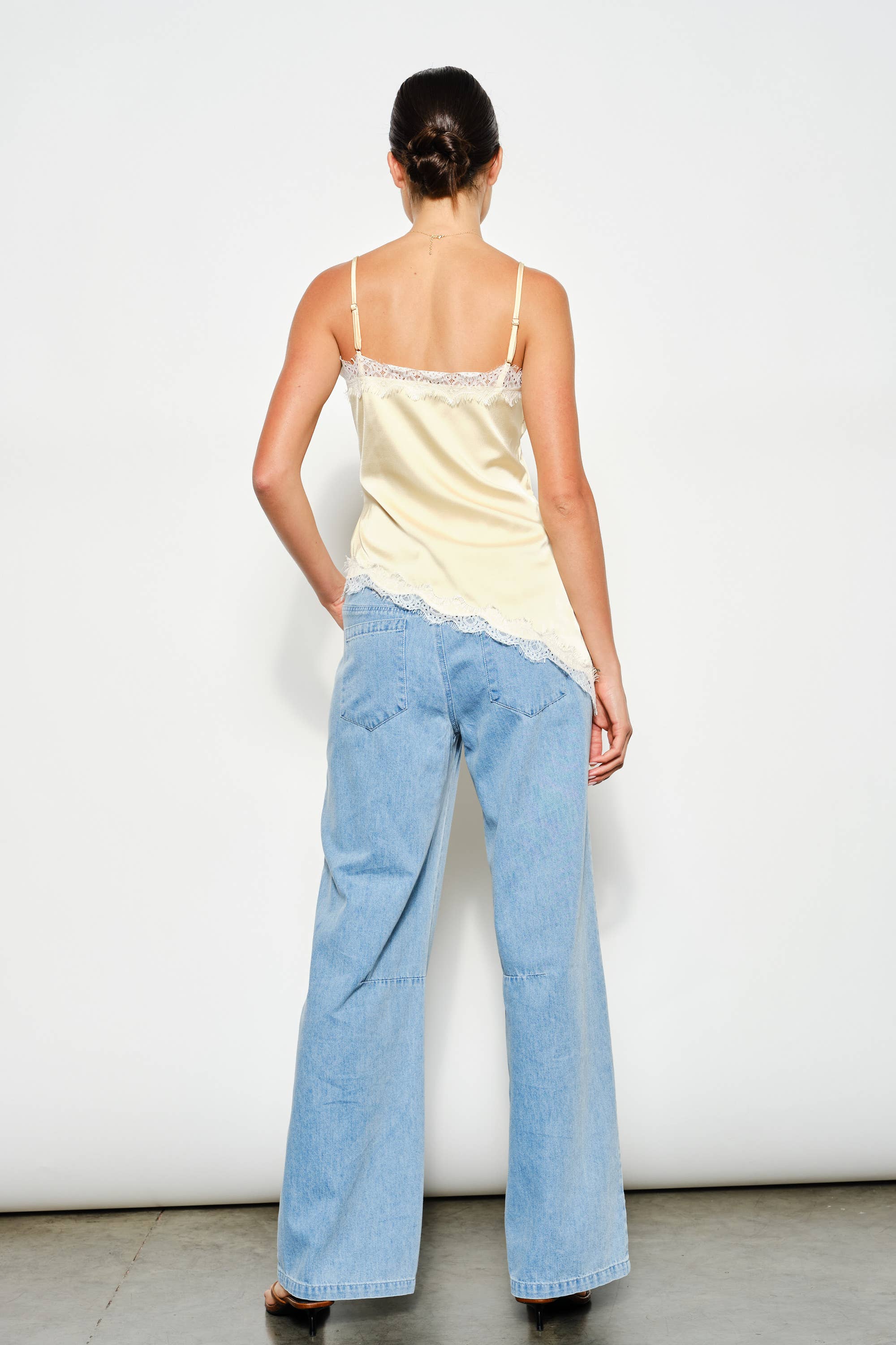 Yellow Asymmetrical Satin Cami