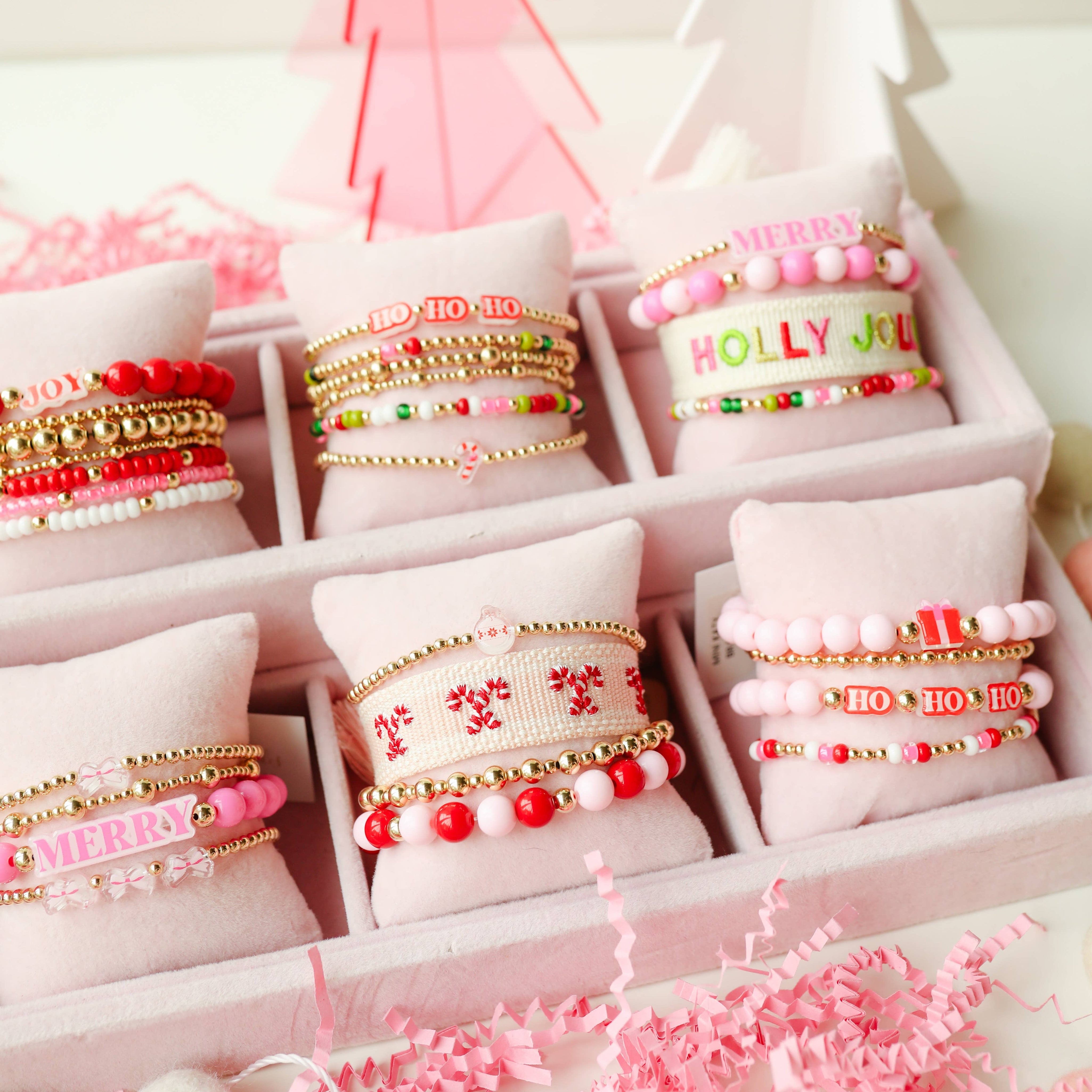 Pink Bow BB Bead Bracelet