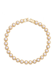 Ivy Pearl Linked Bracelet in Ivory — linked bracelet with ivory pearl accents and feminine design ideal for stacking