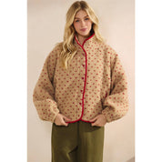 Printed Sherpa Button Up Jacket