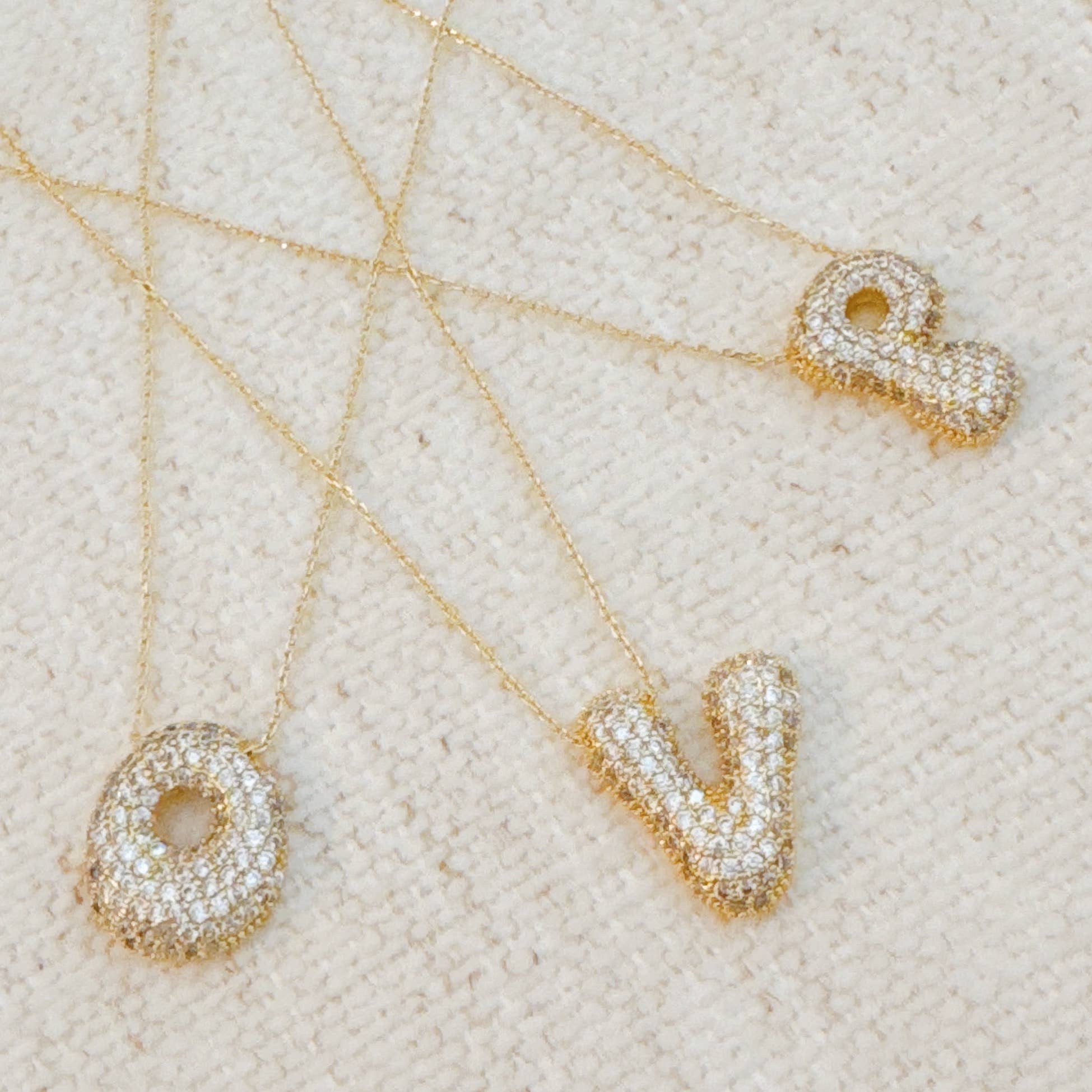 Crystal Bubble Initial Necklace: T