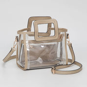 Transparent 3-piece Crossbody Handbag Set: Clear,Silver