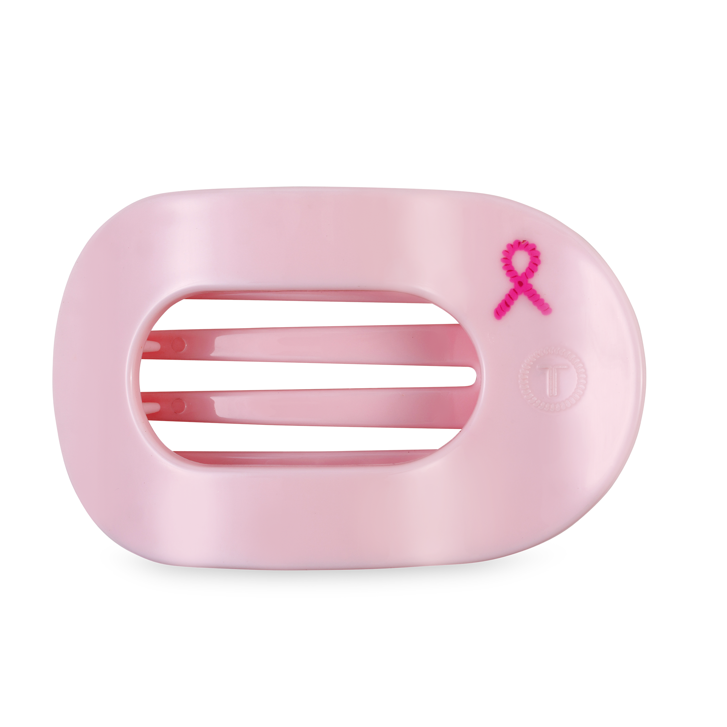 Pink Ribbon Power Large Flat Round Hair Clip