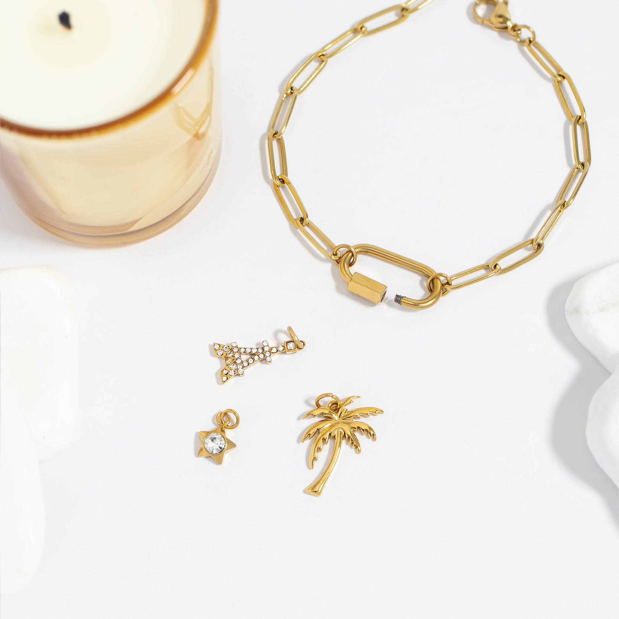 18K Gold Stainless Steel Paperclip Bracelet