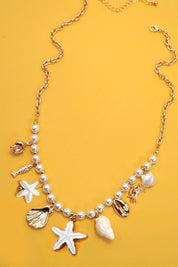 CHARM PERAL NECKLACE-SEASHELL STARFISH CRAB FISH | 80N91704