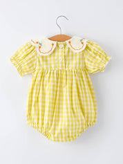 Yellow Gingham Baby Girl Romper