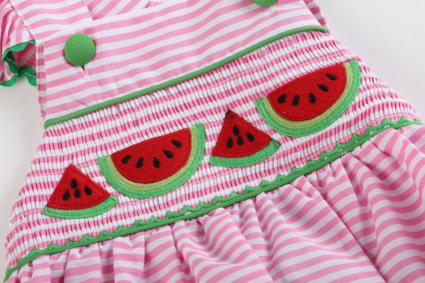 Pink Watermelon Smocked Baby