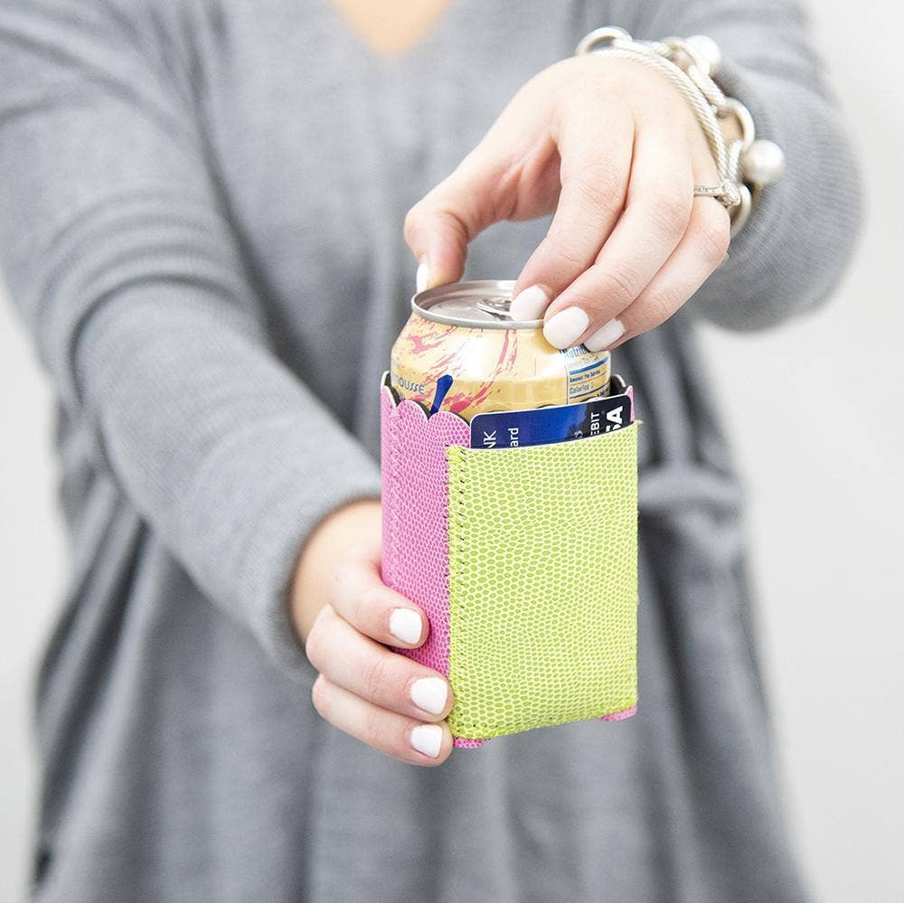 Navy & Pink Lizard Pocket Can Cooler