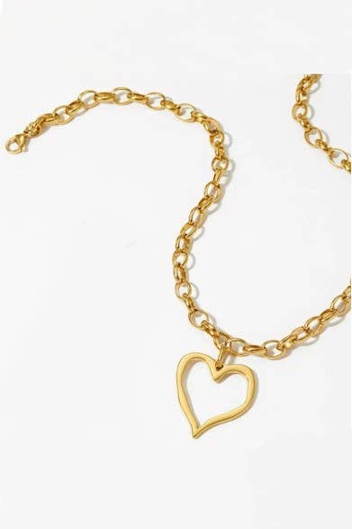 Gold 18K Stainless Steel Heart Necklace