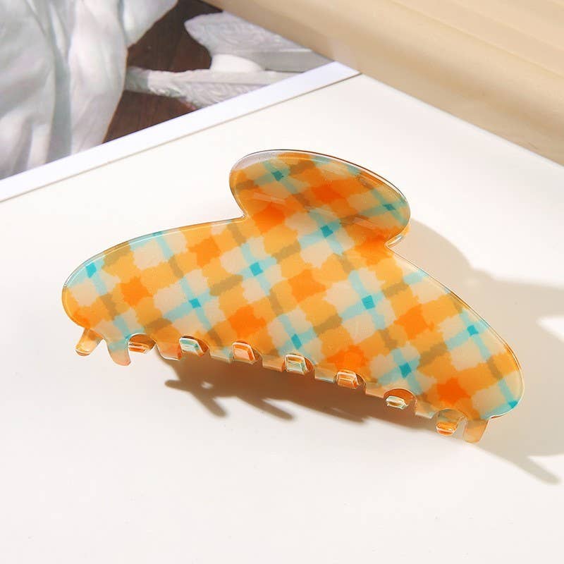Large Checker Hair Claw Clips