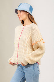 Cream Stitch Detail Sweater