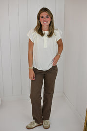 Cream Flutter Sleeve Blouse