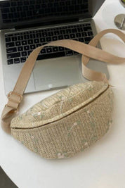 RAFFIA STRAW WAIST FANNY PACK CROSSBODY BELT BAG