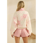 Pink Printed Quarterzip Sweater