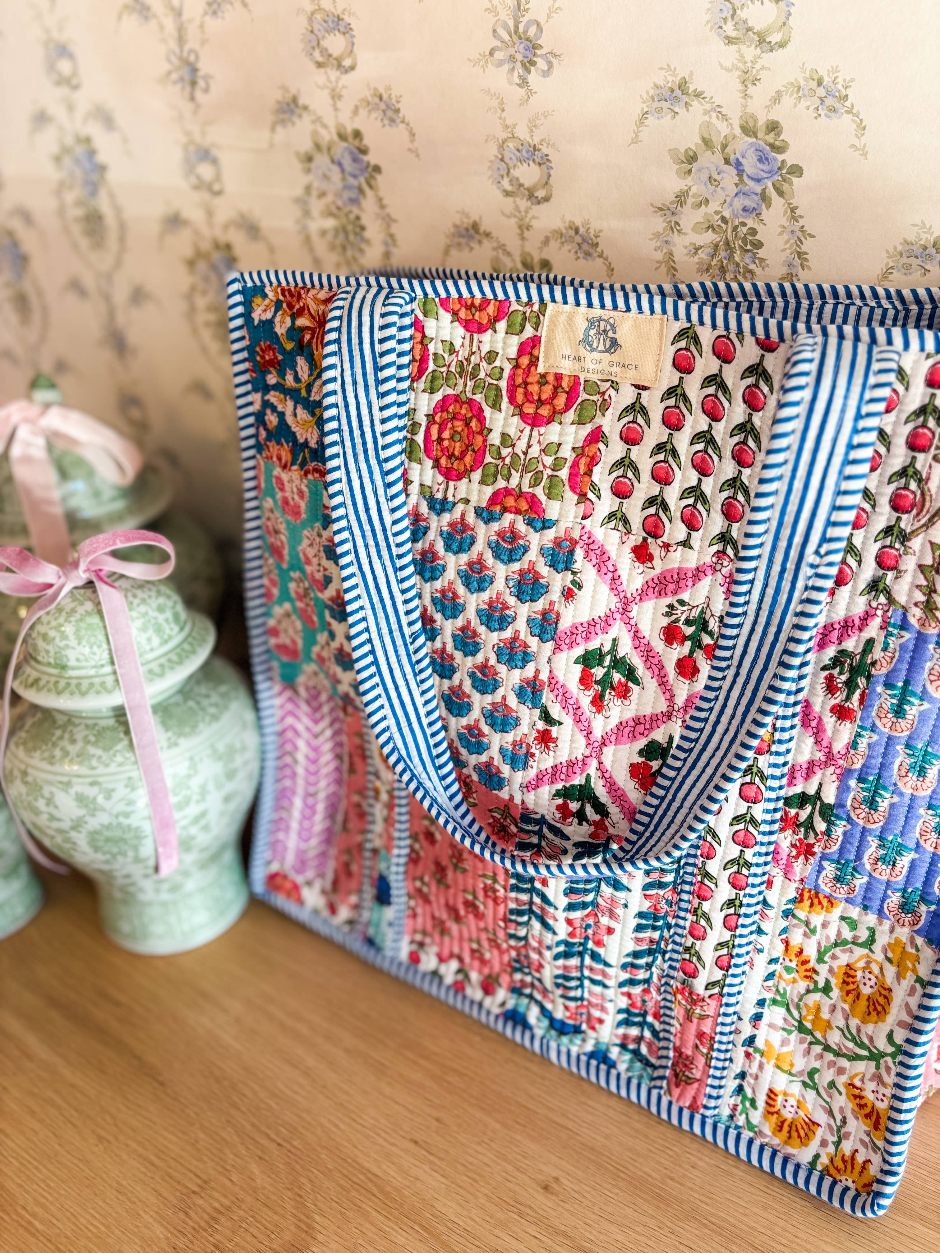 Wildflower Patch | Regular Quilted Tote Bag 