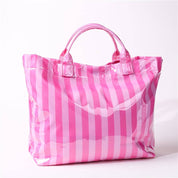 Large Striped Vinyl Tote Bags