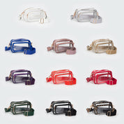 Transparent Rectangle Flap Crossbody Bag: Clear,Gold