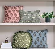 Block Print Vel Mughal Flower Pillow