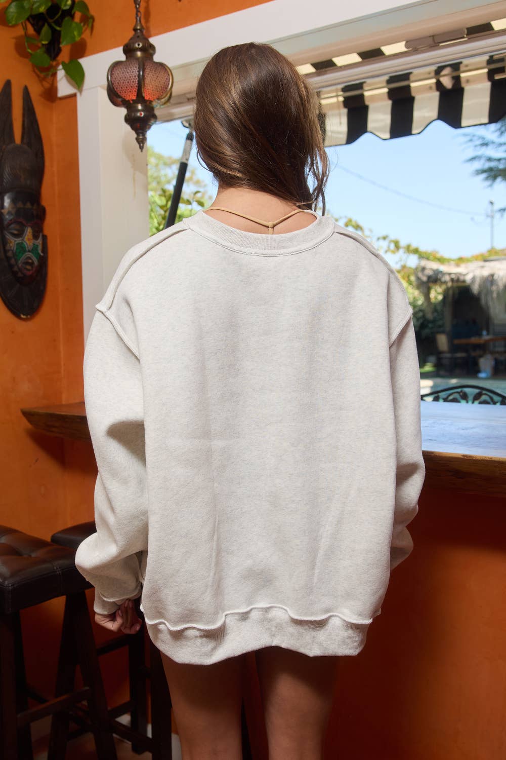 Gray Jesus Split-Neck Sweatshirt