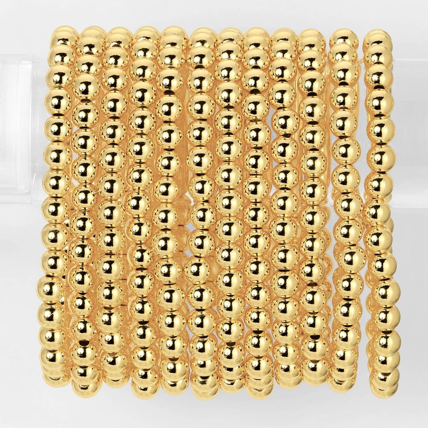 Classic Beaded Stretch Bracelets: Gold / 4mm