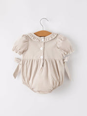 Pumpkin Embroidery Smock Plaid Baby Girl Romper