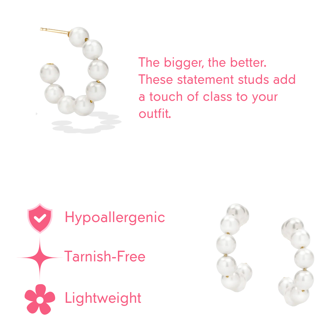 Chunky Modern Pearl Hoops