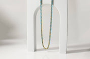 18k Gold Turquoise Rhinestone Tennis Chain Necklace
