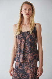 Floral Print Lace Tank & Maxi Skirt Set