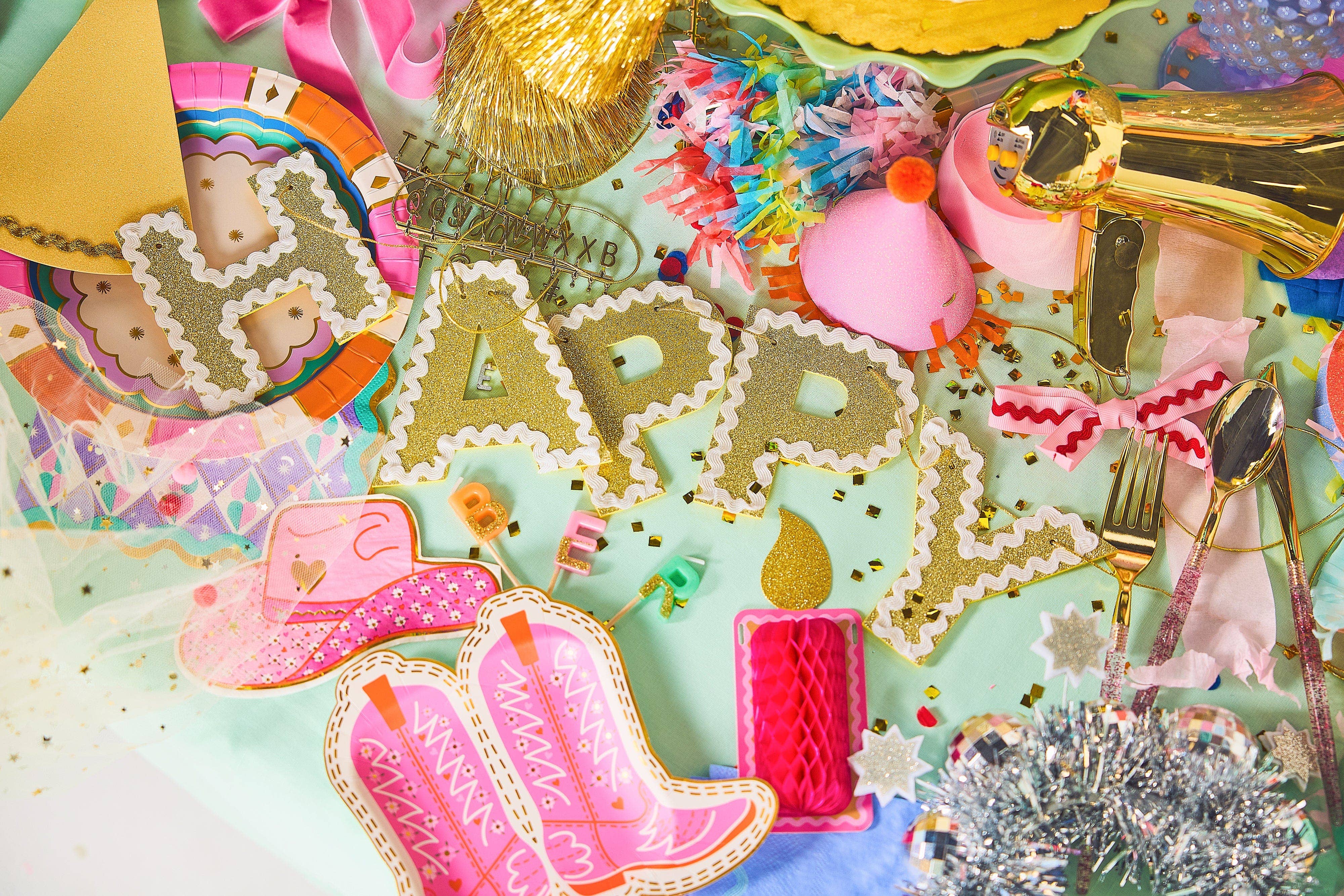 Happy Birthday Gold Reusable Banner — view 7